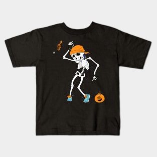 Halloween Shirt Funny Halloween Dancing Skeleton Kids T-Shirt